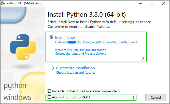 python windows installer hint